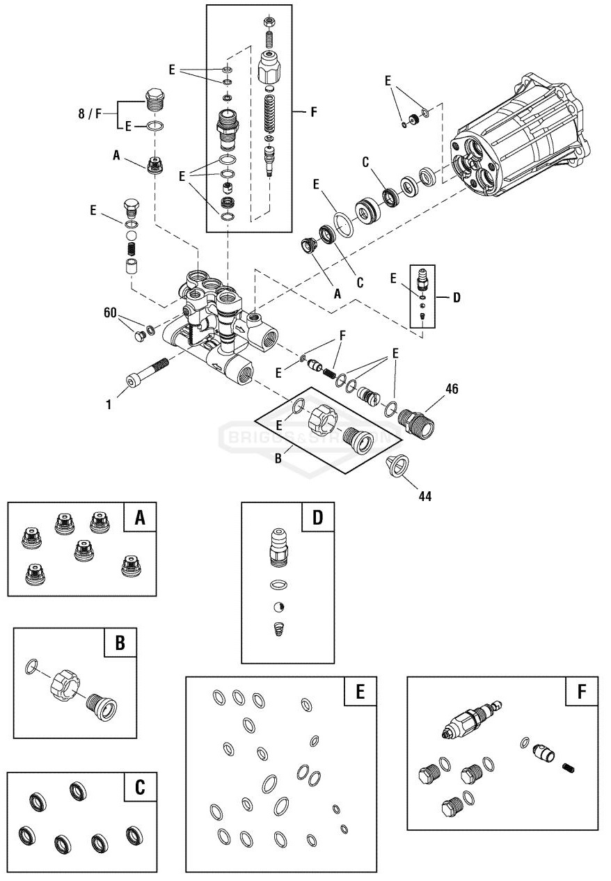 POWER BOSS PRESSURE WASHER MODEL 020309-3 PUMP REPLACEMENT PARTS